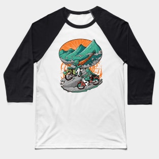 Turtle Biker Artwork Baseball T-Shirt